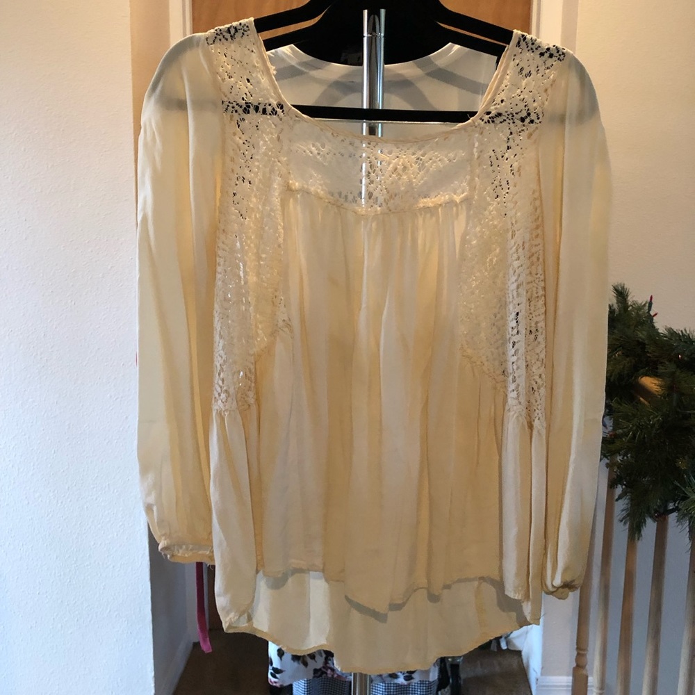 Boho cream lace top